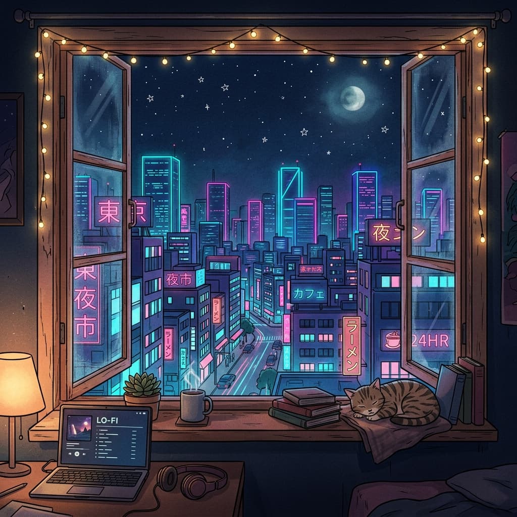Tokyo night lo-fi background