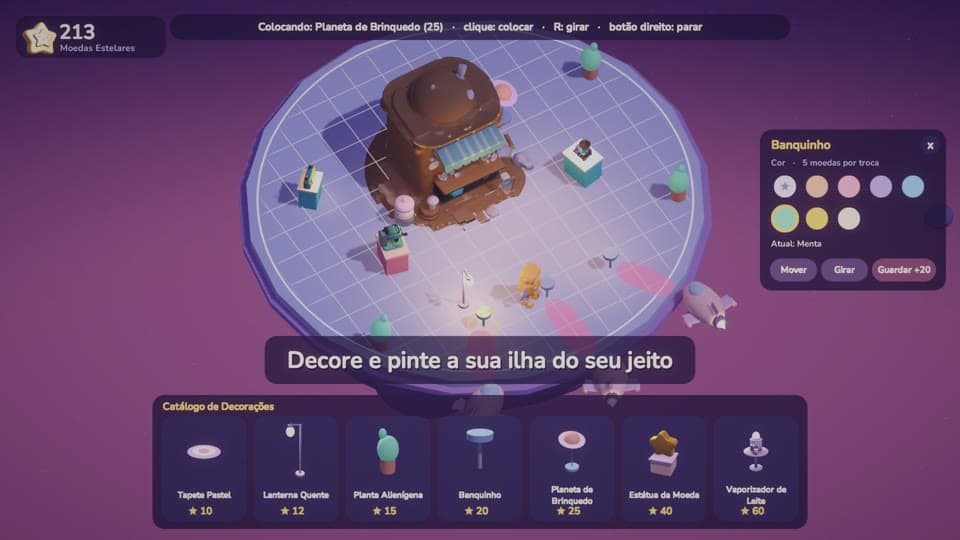 Modo Construção com catálogo e cores
